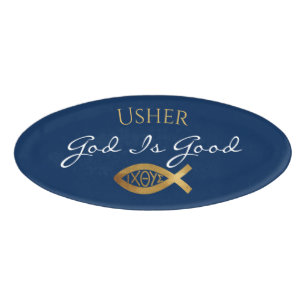 Badge D'identification Église chrétienne Usher Ichthys Blue