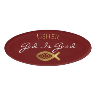 Badge D'identification Église chrétienne Usher Ichthys Rouge