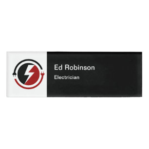 Badge D'identification Electrician Modern Logo Nom du personnel Tags