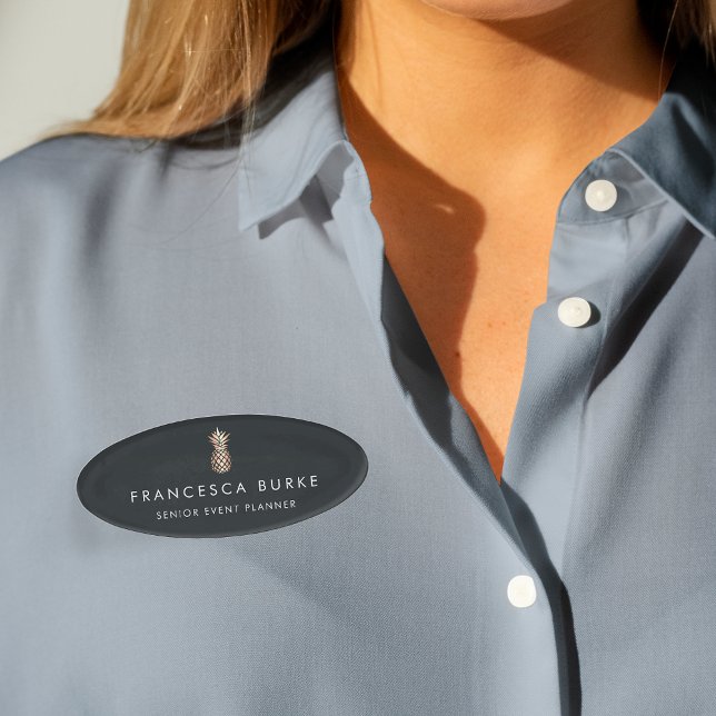 Badge D'identification Élégant ananas en cuivre (Créateur téléchargé)