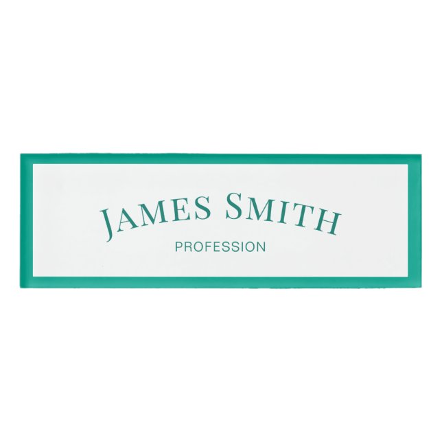 Badge D'identification Elégant blanc & vert émeraude : professionnel tend (Devant)