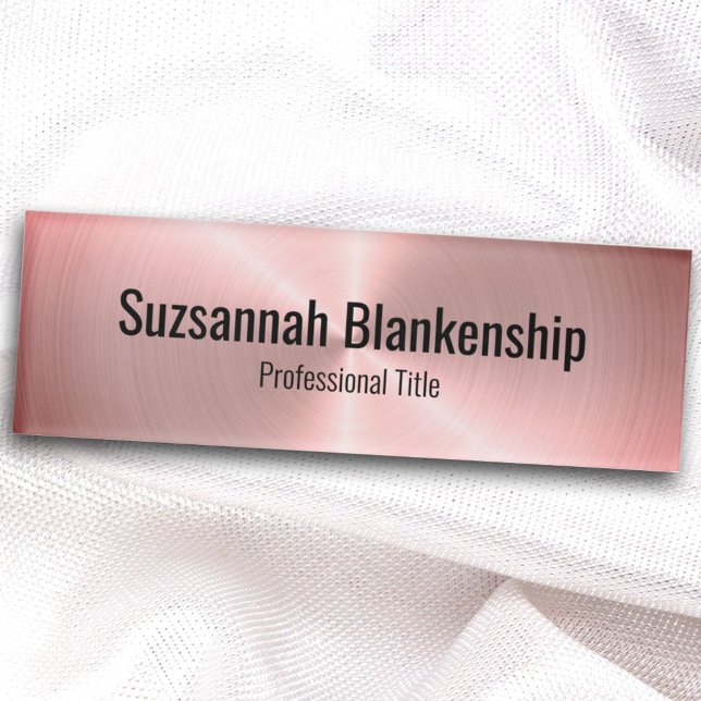 Badge D'identification Élégant brossé de métal rose professionnel (Créateur téléchargé)