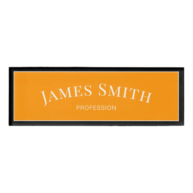 Badge D'identification Élégant Burnt Orange Et Black Trendy Professionnel (Devant)