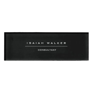 Badge D'identification Élégant Chic Plain Unique Spécial Noir & Blanc