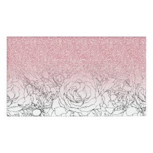 Badge D'identification Élégant Doodle Floral rose Gradient Parties scin