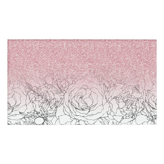 Badge D'identification Élégant Doodle Floral rose Gradient Parties scinti (Devant)