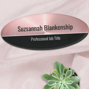Badge D'identification Élégant Faux Métal Brossé Personnalisé Professionn