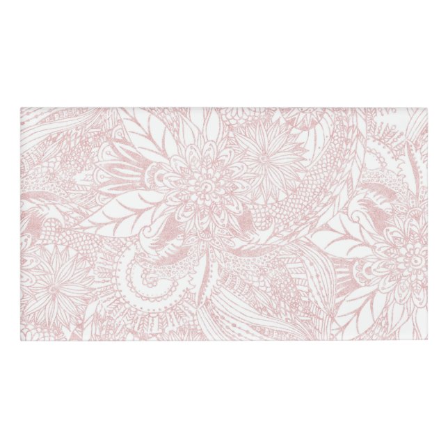 Badge D'identification Elégant faux rose or design de mandala floral (Devant)