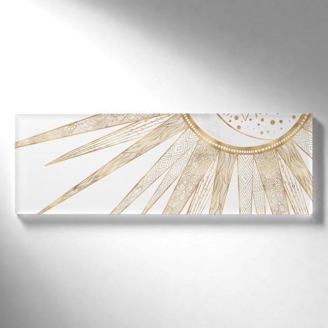 Badge D'identification Elegant Gold Doodles Sun Moon Mandala Design (Devant)