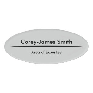 Badge D'identification Elégant Gris Noir Expertise professionnelle & Oval