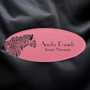 Badge D'identification Élégant Jaguar rose et noir