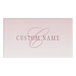 Badge D'identification Élégant lettrage et monogramme | Rose Ombre