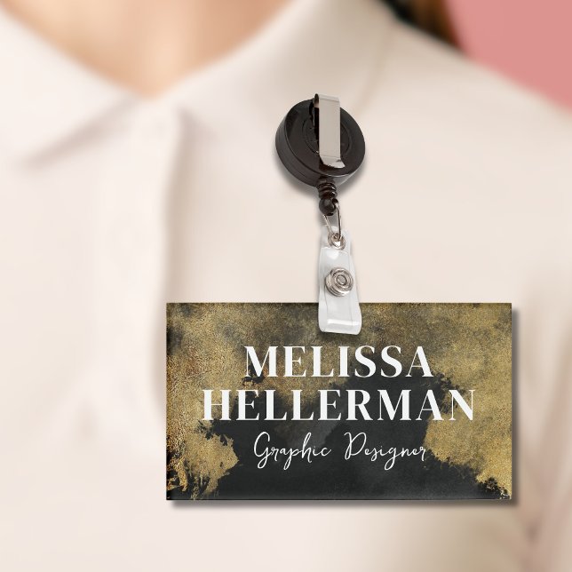 Badge D'identification Élégant Moderne Or Noir (Black Gold Elegant Modern Name Tag)