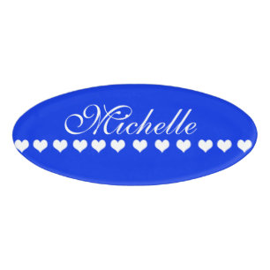 Badge D'identification Élégant Monogram Royal Blue