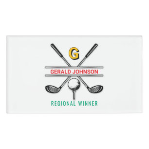 Badge D'identification Élégant Monogramme de golf Customisé