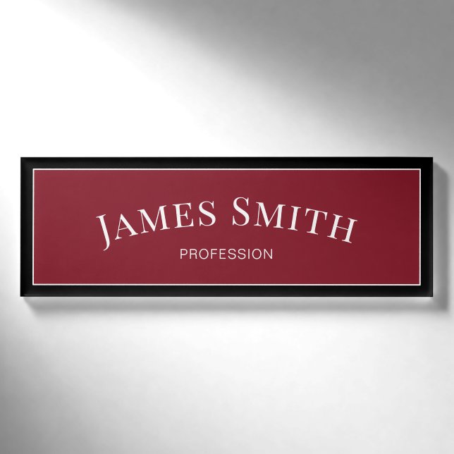 Badge D'identification Elégant noir et rouge foncé : tendance et professi (Devant)