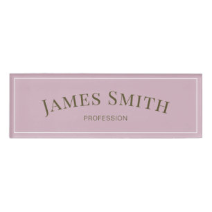 Badge D'identification Elégant Rose Quartz & Gold Minimaliste Professionn