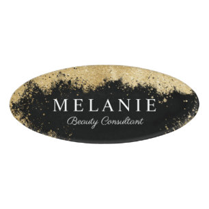 Badge D'identification Elégant salon de beauté Parties scintillant Blac