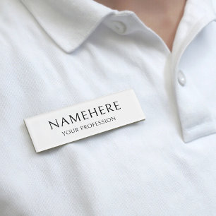 Badge D'identification Élégant Simple Basique Minimaliste Blanc Moderne