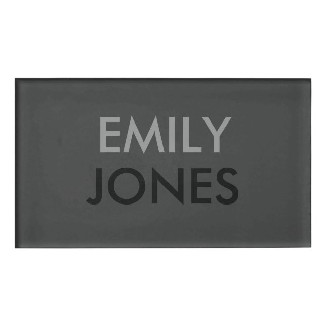 Badge D'identification Elégant simple noir et gris personnalisé (Devant)