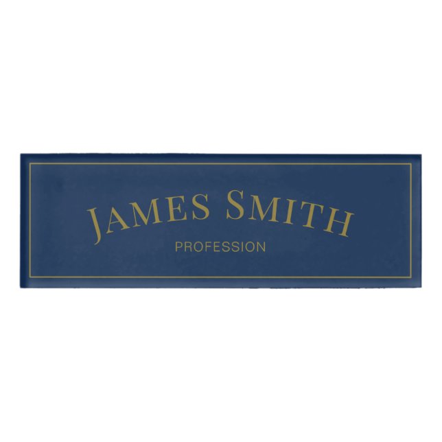 Badge D'identification Elégant tendance Bleu foncé Or : professionnel de  (Devant)