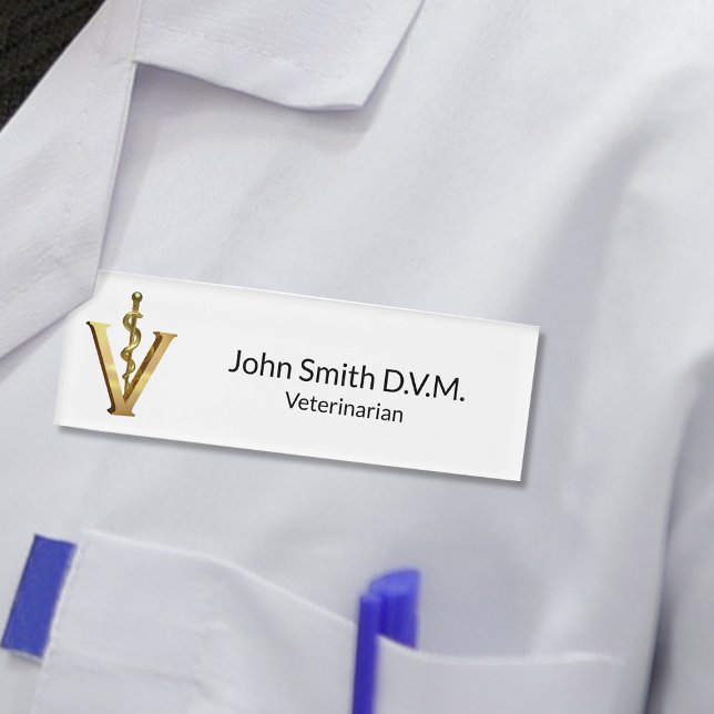 Badge D'identification Élégant vétérinaire vétérinaire Vet Asclepius Gold (Créateur téléchargé)