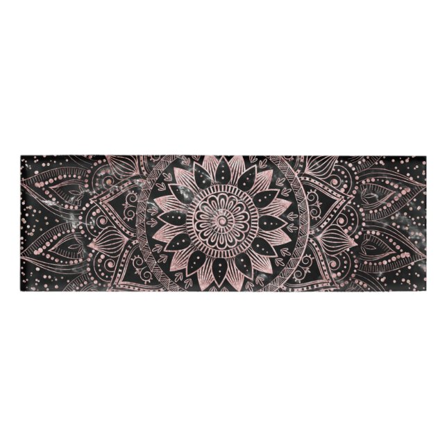 Badge D'identification Elégants pointes Roses en or marbre Mandala (Devant)