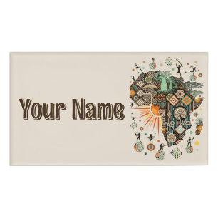 Badge D'identification Éléments de motif décoratif tribal de carte d'Afri