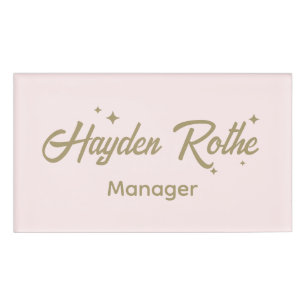 Badge D'identification Employé du script rétro rose