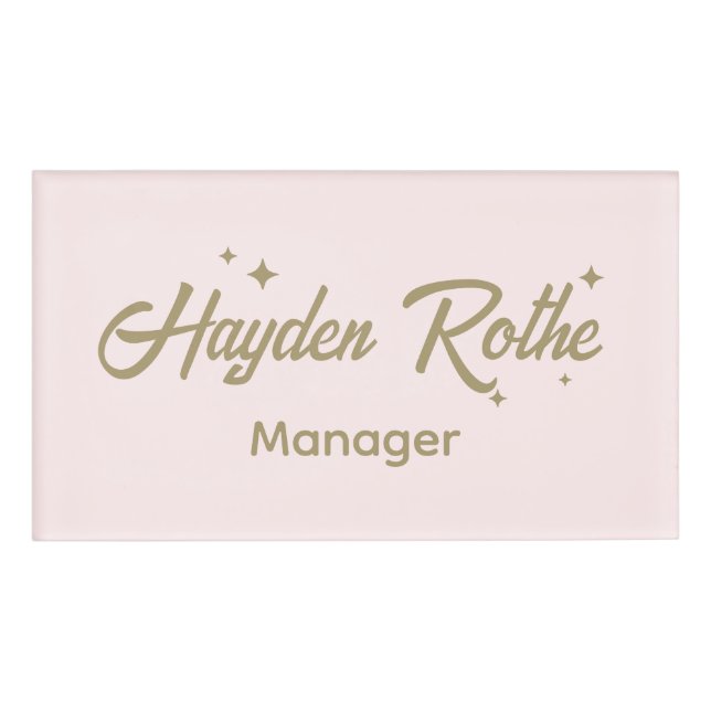 Badge D'identification Employé du script rétro rose (Devant)