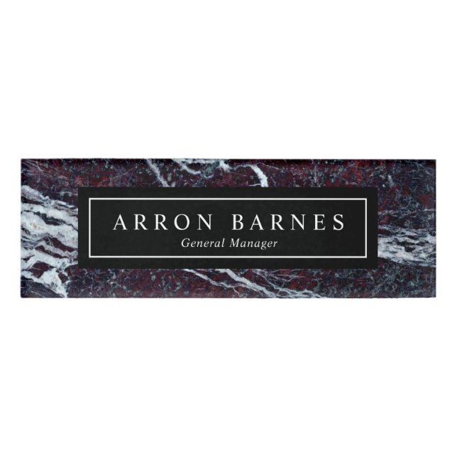 Badge D'identification Employé en marbre foncé Homme (Devant)