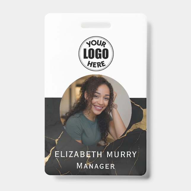 Badge d'identification employé en marbre noir élég (Avant)