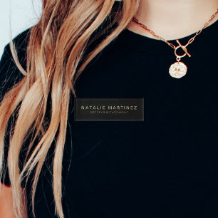 Badge D'identification Employé Magnétique Professionnel Noir Et Or