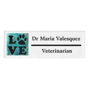 Badge D'identification Empreinte de patte nommé vétérinaire de Teal