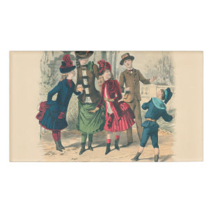 Badge D'identification Enfants Famille Antique Victorienne Enfant
