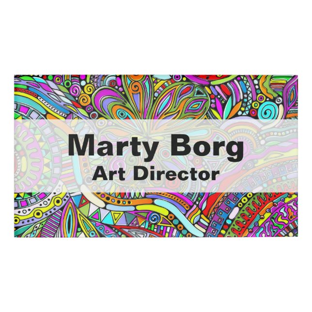 Badge D'identification Esquisse Imaginaire Art - Fleurs Abstraites 1 (Devant)