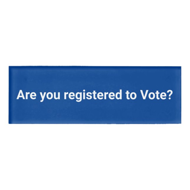 Badge D'identification Êtes-vous inscrit pour voter? démocrate blanc bleu (Devant)