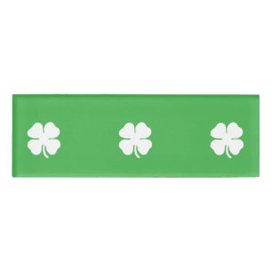 Badge D'identification Étiquette de nom de feuille de tréfle blanc