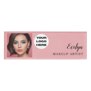 Badge D'identification Étiquette de nom de maquillage photo Logo Script R
