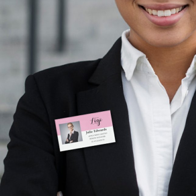 Badge D'identification Étiquette de nom d'employé d'entreprise avec logo  (Créateur téléchargé)