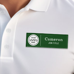 Badge D'identification Étiquette de nom d'employé vert foncé de logo d'en