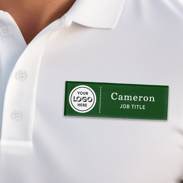 Badge D'identification Étiquette de nom d'employé vert foncé de logo d'en (Créateur téléchargé)