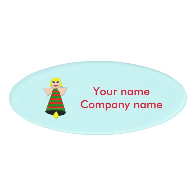 Badge D'identification Étiquette de nom personnalisée de l'ange de Noël B (Devant)