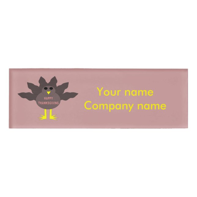 Badge D'identification Étiquette de nom personnalisée pour dinde de Thank (Devant)