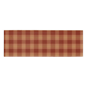 Badge D'identification Étiquette de nom Tartan Brun
