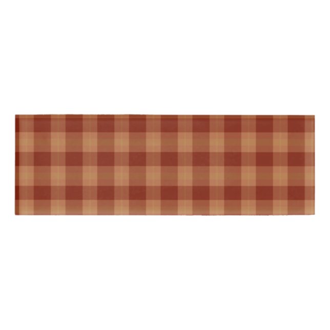 Badge D'identification Étiquette de nom Tartan Brun (Devant)