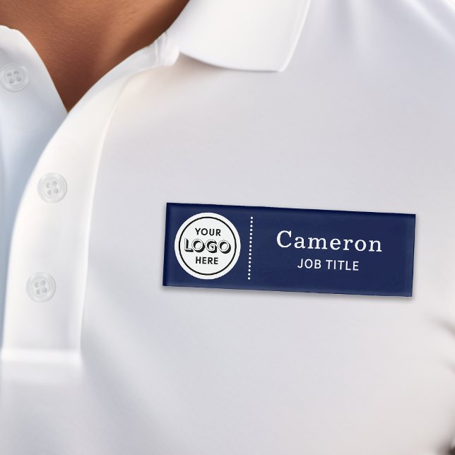 Badge D'identification Étiquette d'employé bleu marine Logo de société mo (Créateur téléchargé)