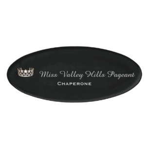 Badge D'identification Étiquette Miss USA Silver Crown Oval