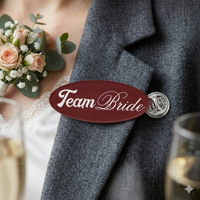 Badge D'identification Étiquette nominative élégante pour l'équipe de la  (Elegant Team Bride Wedding Party Name Tag Badge)
