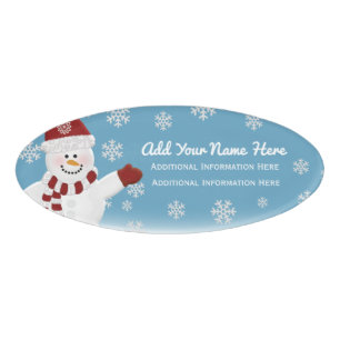 Badge D'identification Étiquette nommée de bonhomme de neige